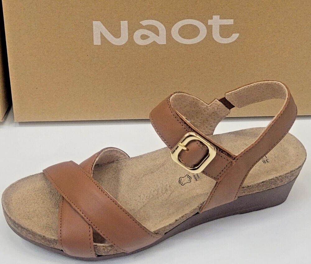 Naot Brown Leather Sandals Size 39 Adjustable Buckle Strap